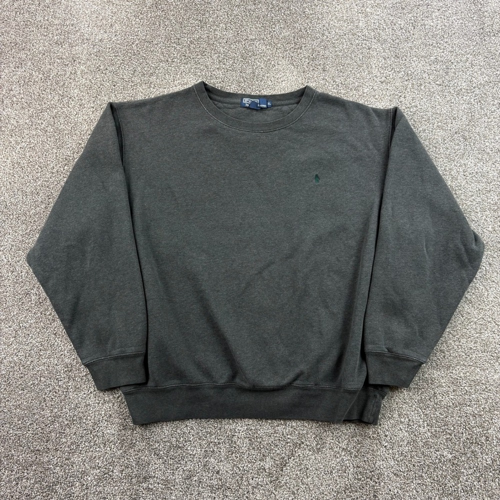 Vintage Polo Ralph Lauren Sweatshirt Mens XL Gray Cotton Blend Crewneck Heavy